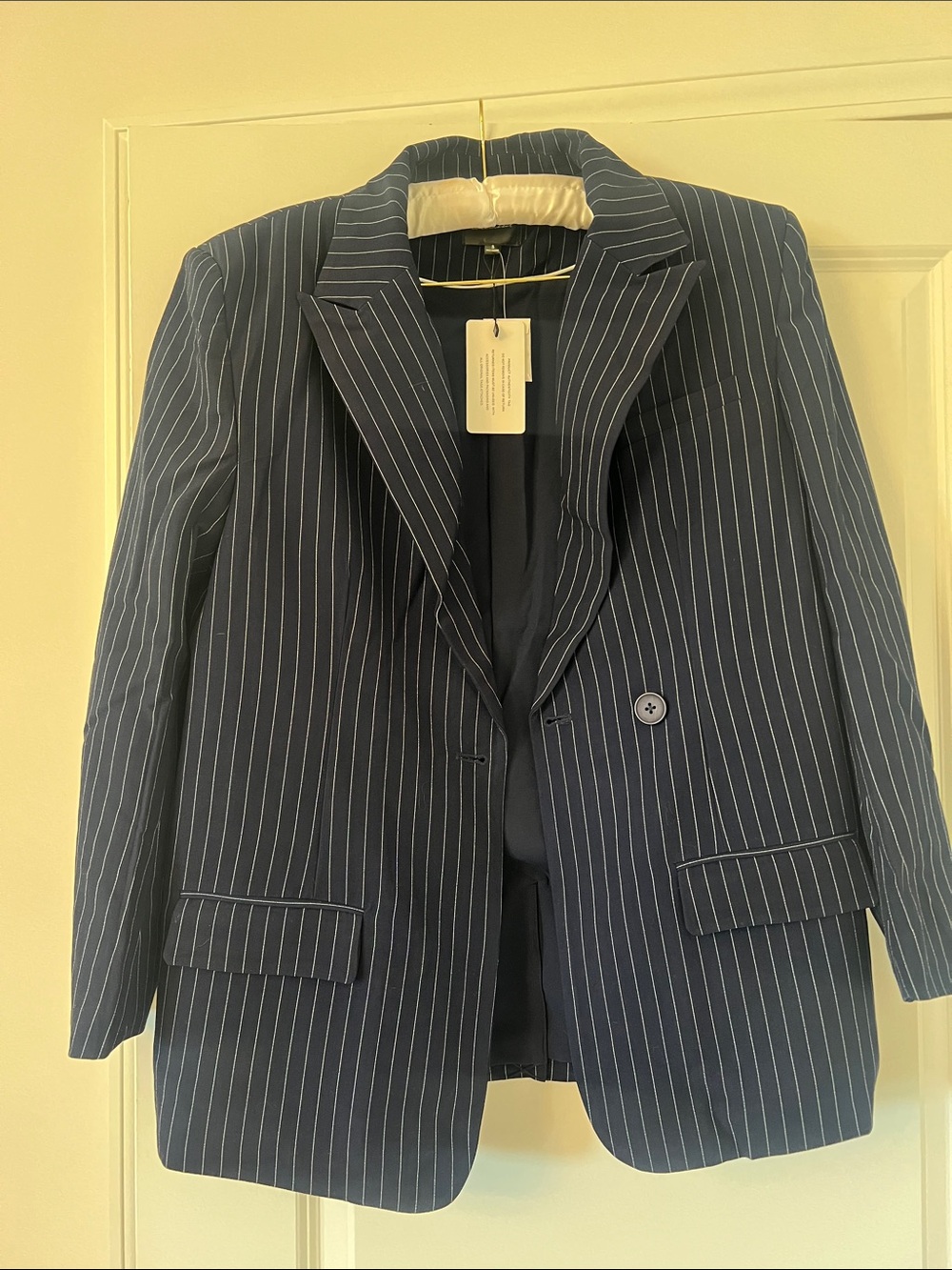 Line & Dot Navy Pinstriped Blazer